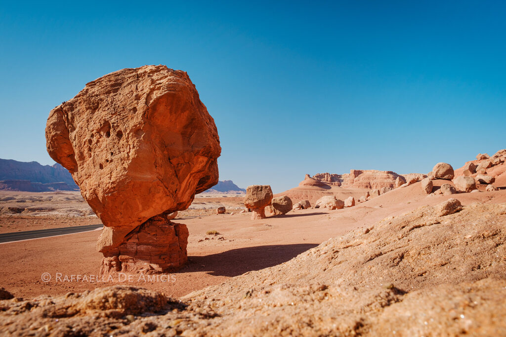 giant boulder balanced in vermillion cliffs national monument