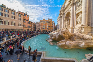 Mistakes to avoid on a first trip to Rome - thinking the Trevi fountain won't be packed with tourists