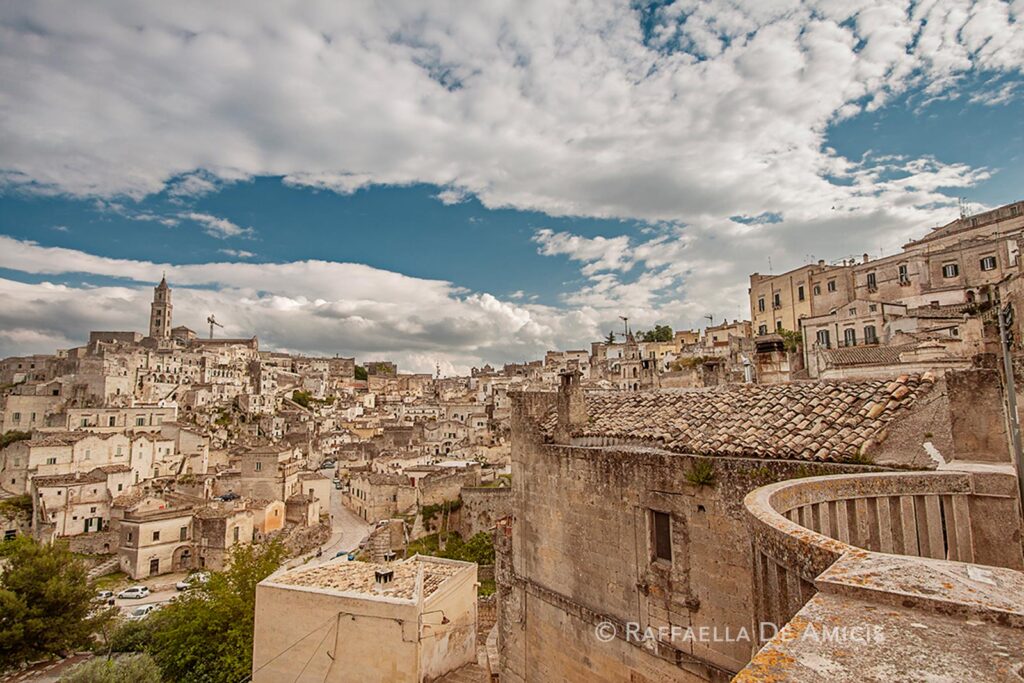 pano of ancient city of Matera in Basilicata Italy